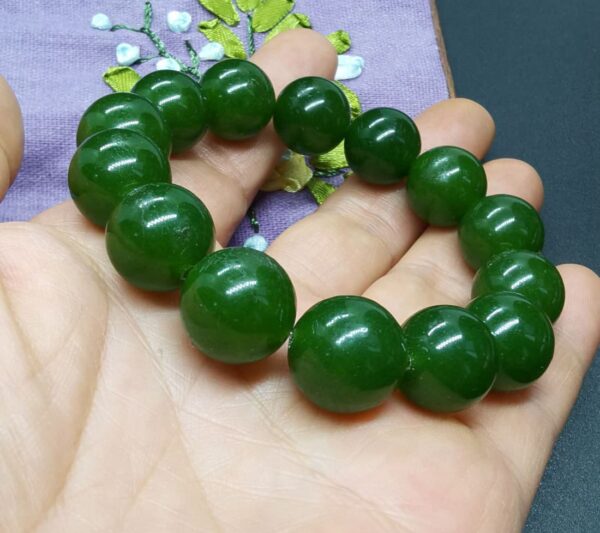 PULSERA  JADE PERLAS  GRANDES-VERDE INTENSO - Imagen 2